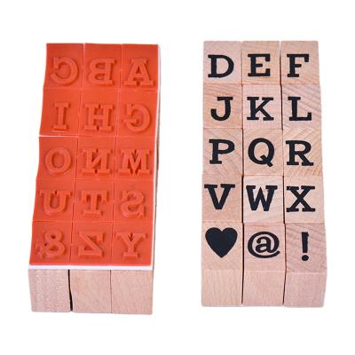 China 30Pcs Children's Toy Self Inking Number Letter Stamp School Stationery Rectangle Wooden Children Number Seal Diary DIY Decoration Handmade for sale