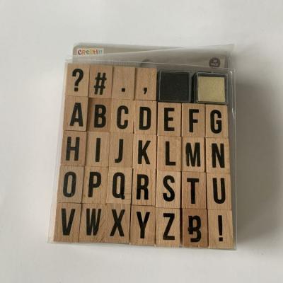 China High Quality Environmentally Friendly Wooden Alphabet Stamp Set Customized Eco Friendly Children Wooden Stamp Toy for sale