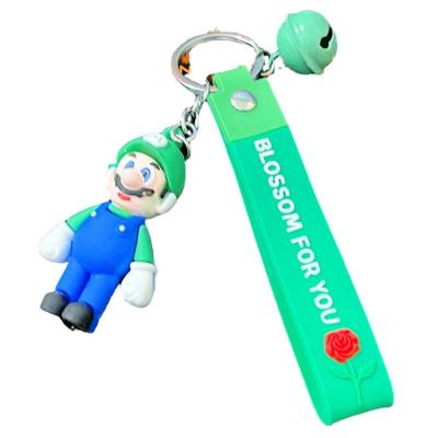 China New Cartoon Promotion Gift Mario Doll Small Gift Bag Car Key Chain Rope Pendant Leather Pendant Small for sale