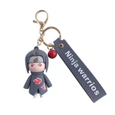 China Promotion Gift Anime Fire Shadow Key Chain Ninja Silicone PVC Couple Ring Doll Machine Key Chain Pendant Gift Bag for sale