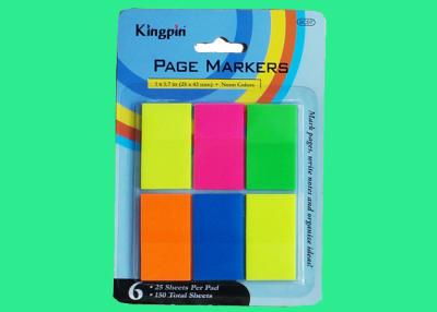 China Fluorescent Sticky Note Pads 25x43 mm x25 sheets x 6 pads PET marker for sale