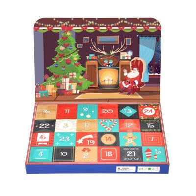 China Recyclable Custom Logo Printing Empty Cosmetic 12 Day Beauty Makeup Advent Calendar For Christmas Gift Box for sale