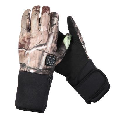 China Non-slip Archery Windproof Warm Ski Sports Palm Acces Outdoor Winter Camouflage Full Finger Heated Hunting Gloves for sale