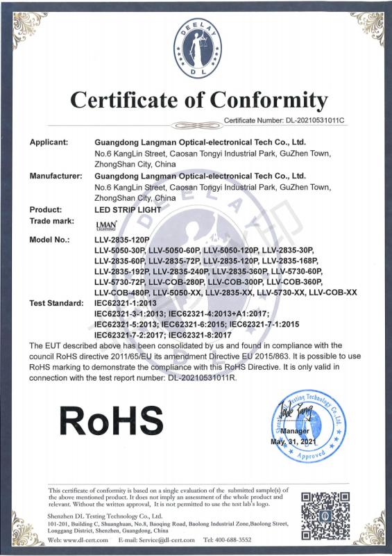 RoHS - Guangdong Langman Optical-Electronical Tech Co., Ltd.