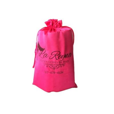 China Eco-Friendly Rose Silk Satin Fabric Drawstring Dust Bag For Virgin Hair/Gift/Shoes/Cosmetic Packaging for sale