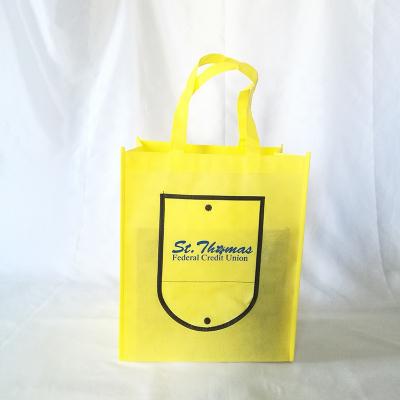 China Premium Large Capacity Eco - Friendly Yellow Non Woven Shopping Tote Bag Promotional Grocery Bag for sale