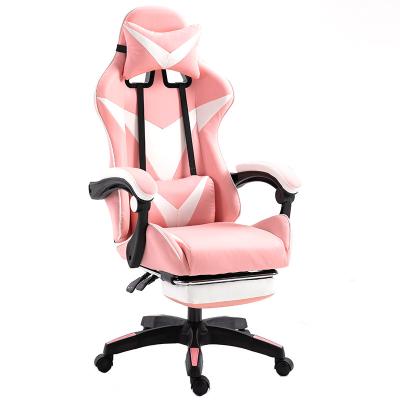 China Custom Cool Swivel Chair Anime VR Leather Black Pink Video New Racing Swivel Office Chairs Customize Embroidery Logo Gaming Chair Cheap for sale