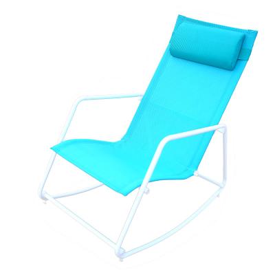 China Wholesale Modern Metal Blue Modern Resort Outside Lazy Rocking Lounge Home Swivel Beach Chair Camping Chair Outdoor Adult for sale