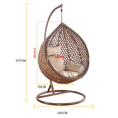 China Modern High Quality Adult Kids Wooden Eggs PE Weaving Indoor Rattan Swing Garden Steel Balcony Chair Outdoor Furniture For Bedroom for sale