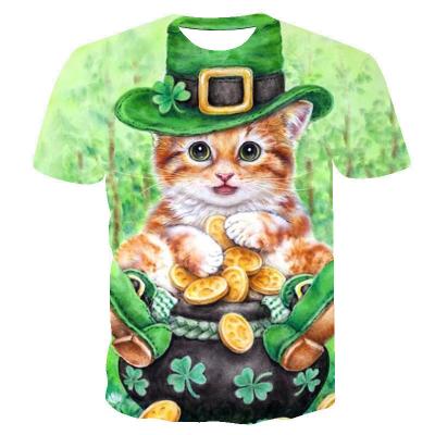 China Anti-wrinkle St. Patrick's Day Series 3D Printed Pullover Short Sleeve T-shirt Loose Bottom Shirt for sale