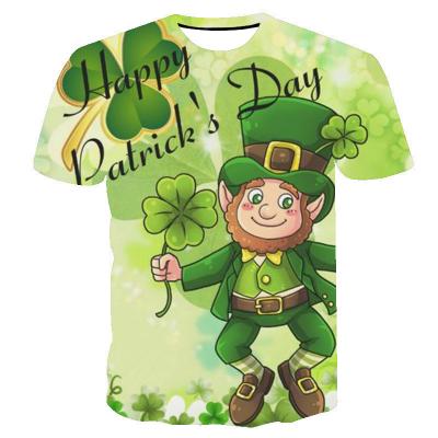 China St Patrick's Day Series Short Sleeve 3D Pullover Anti-Shrink Printed Loose T-shirt Teenager Shirt Saint Patricks Day Bottom Gear for sale