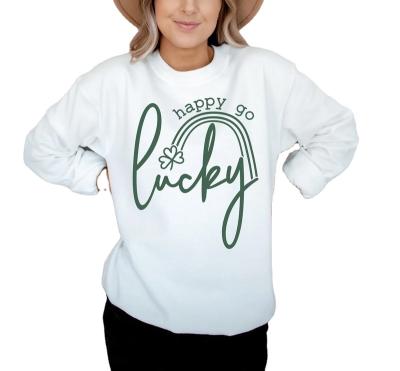 China Anti-wrinkle 2022 new European and American lucky letter casual round neck sweater for St Patrick's Day for sale