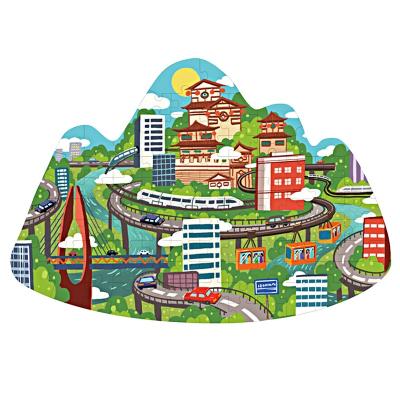 China Eco-friendly material factory direct Mountain City Art Story Puzzles Toys Shoulder bag colorful and comfortable puzzles for sale