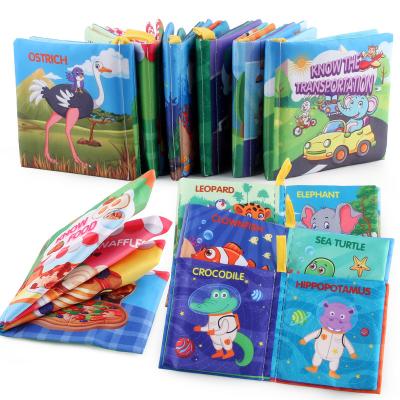 China New Baby Cloth Book Animal World Palm Book Baby Cloth Soft Stereo English Book First Education Cognitive Toy for sale