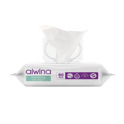 China AIWINA Eco-friendly Neutral Biodegradable Waterwipes Unscented Baby Onesie Easy Wipe Flushable Scent 80pcs/bag pH Free for sale