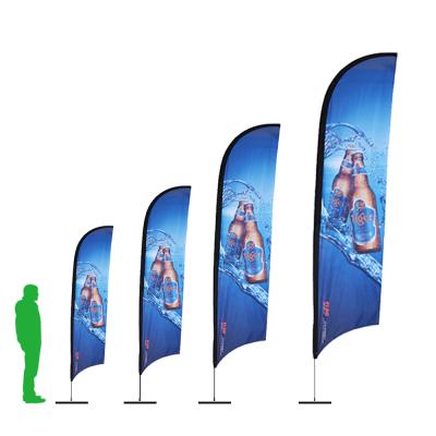 China Cheap Ourdoor Media Double Sided Sublimation Printing Custom Advertising Promotion Feather Beach Flag Banner With Poles for sale