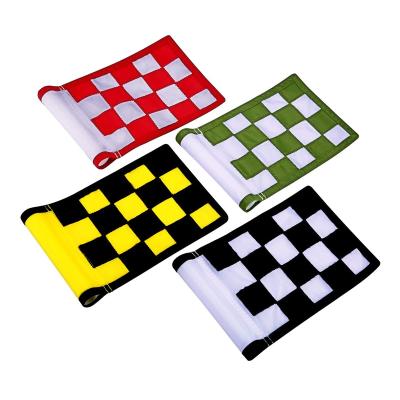 China Ourdoor Media Quality 2 Layers Embroidery Golf Tube Solid Nylon Pole Flag Portable Golf Training Flags for sale