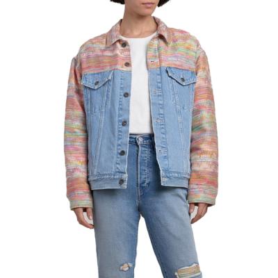 China 2022 New Designer Breathable Slim Fit Jean Jackets Color Block Pink Denim Jacket Men for sale