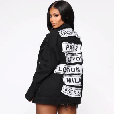 China Fashionable Breathable Women Jackets Embroidery Vintage Denim Oversized Jacket With Design For Women for sale