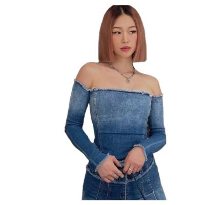 China Breathable Women's Two Piece Skirt Plus Size Denim Set Elegant Women Vacation Sets for sale