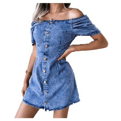 China Anti-static Fashionable Anti-Static Shorts Sleeves Elastic Waist Women Clothing Jeans Dress Short Sleeve for sale