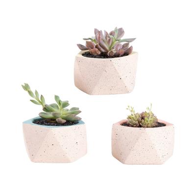 China Wholesale Modern Design Cement Geometry Pots Garden Plant Succulent Flower Pots For Outdoor for sale