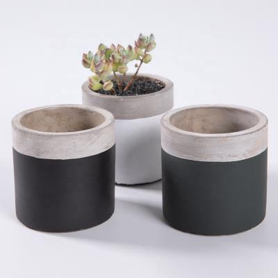 China Modern Designs Custom Color Painting Cement Plant Small Pots For Succulents for sale