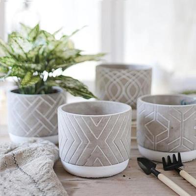 China Wholesale Nordic modern minimalist white cement flowerpot large-caliber background texture Europe style flower desktop creative green for sale