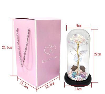 China Agriculture Home Light 24k Plated Rose Gold Foil LED Rose Gift Box for sale