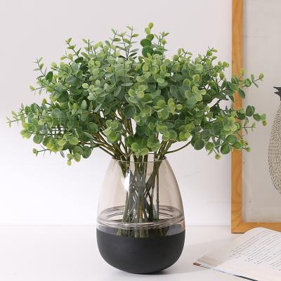 China Hot Sale Decoration Plastic Bunch Artificial Eucalyptus For Wedding Decoration for sale