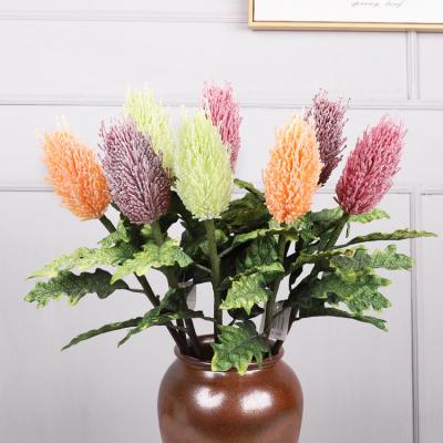 China New Design Artificial Silk Flower Decoration Artificial Thistle Home Wedding Decoration Plastic Flower for sale