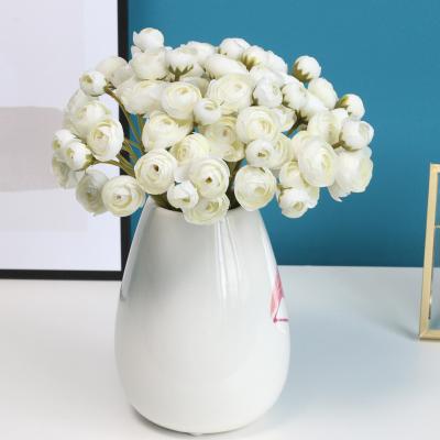 China Hot Sale Decoration Real Wedding Decorative Contact Rose Artificial Flower Arrangement White From China Artificial Flower Wholesaler for sale