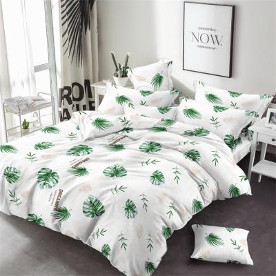 China 2022 New Product Breathable Green Leaf Pattern Pink Fabric 100% Polyester Printed Fabric For Bed Sheets Textile for sale