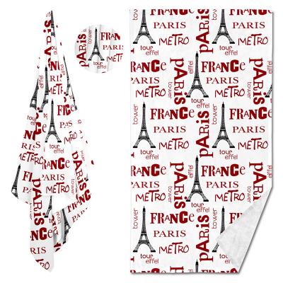 China 2022 Eiffel Tower Fabric Polyester Fabric Breathable Architecture Printed Home Textile Fabric for sale