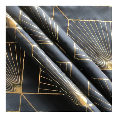 China Breathable Exquisite Shine Pattern Gold Stamping Fabric Polyester Decoration For Home Textile Cloth for sale