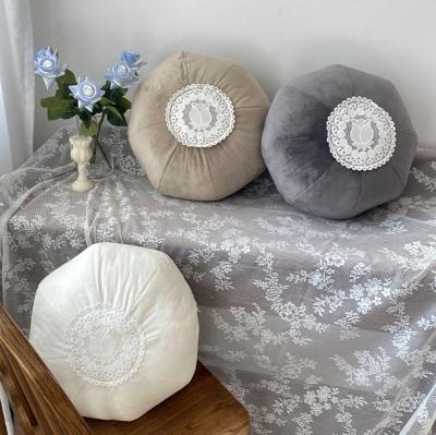 China Anti-static French lace decorative pillow with core fabric home bedroom backrest living room sofa cushion tatami cushion for sale