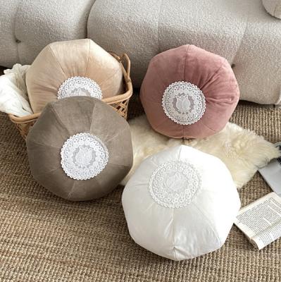 China Anti-static French lace decorative pillow with core fabric home bedroom backrest living room sofa cushion tatami cushion for sale