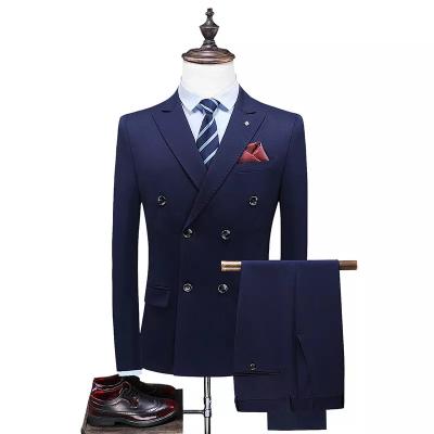 China Hot Sale Factory Wholesale 2 Pieces Mens Suits Anti-wrinkle, Slim Fit Luxury Male Suit Jacket And Pants Cheap Price for sale