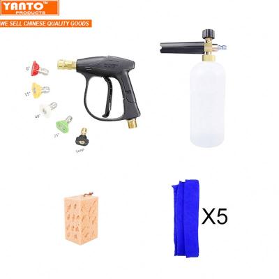 China Car Plastic and Steel High Pressure Washer Set with 5 Nozzle Sprayer Gun Kit Wash and Adjustable Foam Cannon with 1/4