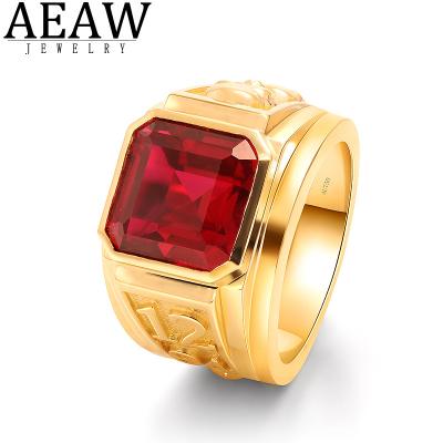 China AEAW CLASSIC 10x10mm Asscher Cut Lab Ruby Band For Men Hip Hop Style Ring Party Ring Silver 925 for sale