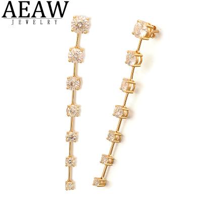 China AEAW 5.2Carat Total Weight D Color CLASSIC Round Excellent Cut Real VVS1 Moissanite 14k Gold Drop Motion Earring For Women for sale