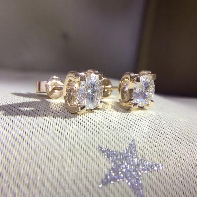 China CLASSIC Genuine 10K Yellow Gold Push Back DF Color 1.0ctw 5mm Diamond Earrings For Women Positive Trial Round Cut for sale