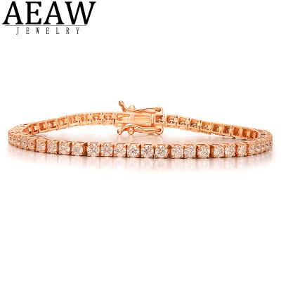 China AEAW CLASSIC Solid 14k Yellow Gold 2.5mm Series Cut Fine Moissanite Bracelet Jewelry For Women Gift Wedding Engagement 16CM for sale