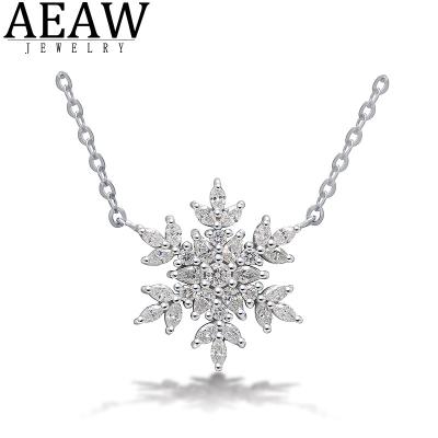 China CLASSIC Solid White 14K Gold 100% Diamond Pendant Necklace Gift Valentine's Day Natural Solid White Snow White Shape AEAW For Women for sale