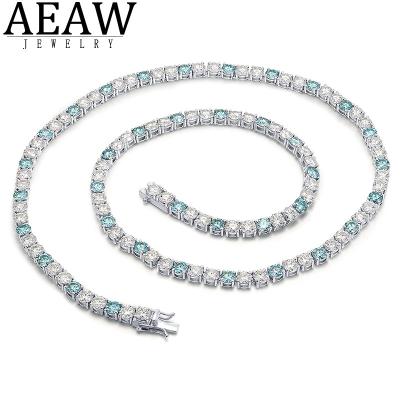 China CLASSIC Fairy Necklace 5.0MM Moissanite Blue Moissanite Necklace 925 For Women Moissanite Tennis Necklace Chain Jewelry Gift for sale