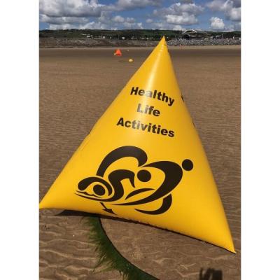 China Sea Factory Customized Water Floating Inflatable Triangle Inflatable Buoy Yellow Buoy For Water Activities for sale