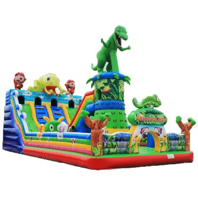 China Inflatable Slide Castle Dinosaur Inflatable Bouncer House Big And Small Square Outdoor Fun Equipment Customized for sale