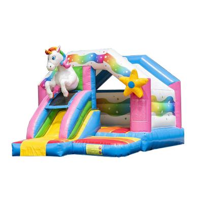 China Combo PVC Inflatable Bouncer Slide Unicorn Bouncer Castle Slide For Sale for sale