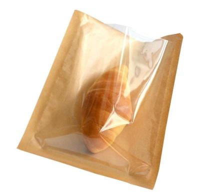 China Recycled Wholesale Printing Materials Label Kraft Paper Greaseproof Bag With Window for sale