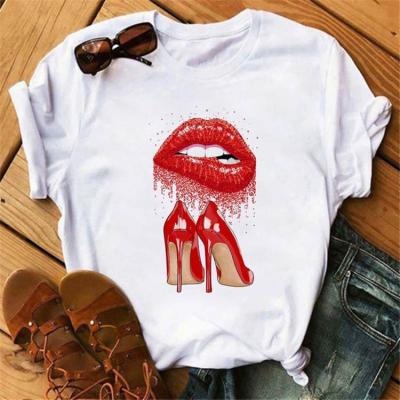 China Cheap Custom White Woman Fashion Loose Simple Design QUICK DRY Printing Soft 100% Cotton Women's T-Shirts for sale